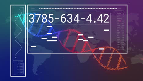 Animation-Des-DNA-Strangs,-Datenverarbeitung-Auf-Schwarzem-Hintergrund