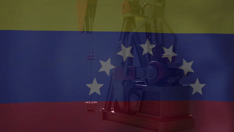 Animation-Einer-Ölbohrinsel-Und-Der-Flagge-Von-Venezuela