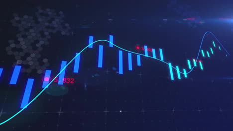 Animation-Der-Datenverarbeitung-Und-Statistik-Auf-Blauem-Hintergrund