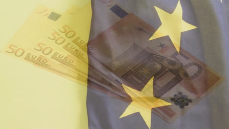 Animation-Der-Flagge-Von-Bosna-Und-Herzegowina-über-Euro-Banknoten