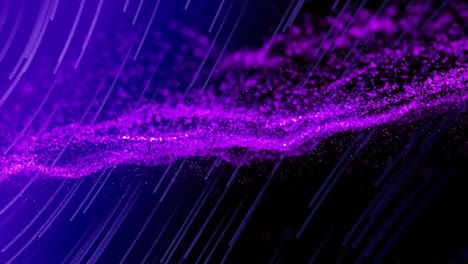 Animation-of-purple-glowing-mesh-and-lines-on-black-background