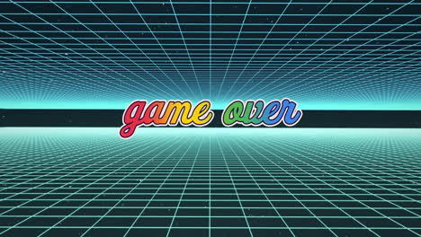 Animation-Von-Gaming-Symbolen-Und-Game-Over-Text-über-Quadraten