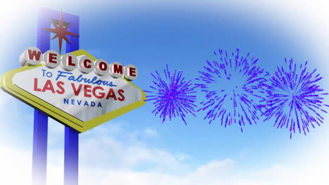 Animación-De-Bienvenida-Al-Letrero-De-Neón-De-Las-Vegas-Y-Fuegos-Artificiales-Sobre-Fondo-Azul