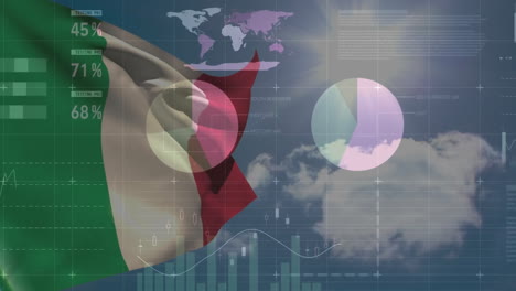 Animation-Der-Finanzdatenverarbeitung-über-Der-Flagge-Italiens