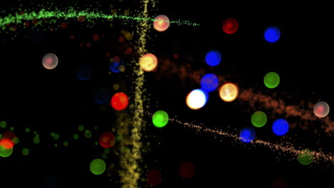 Animation-of-christmas-glowing-lights-with-spots-of-light-on-black-background