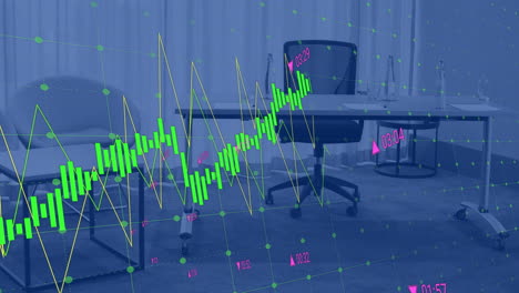 Animation-Der-Verarbeitung-Finanzieller-Daten-über-Einem-Schreibtisch-In-Einem-Leeren-Büro