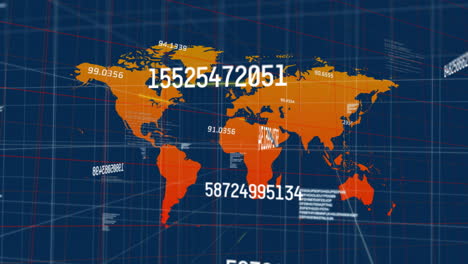 Animación-Del-Procesamiento-De-Datos-Financieros-Sobre-El-Mapa-Mundial