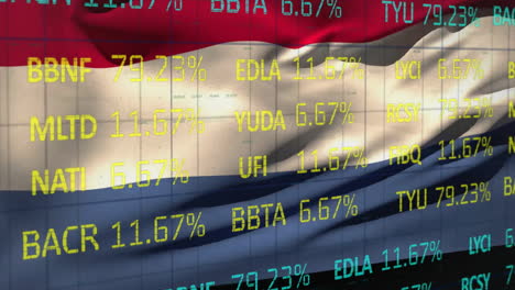 Animación-Del-Mercado-De-Valores-Sobre-La-Bandera-De-Los-Países-Bajos.