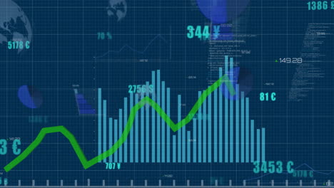 Animation-Von-Statistiken-Und-Datenverarbeitung-Auf-Dunklem-Hintergrund