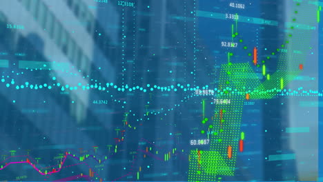 Animación-Del-Procesamiento-De-Datos-Financieros-Sobre-Edificios.