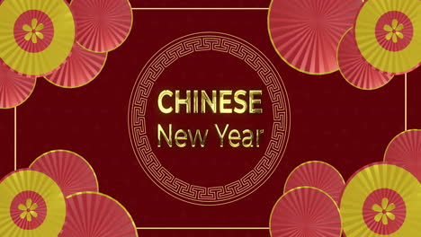 Animation-of-chinese-new-year-text-over-chinese-pattern-on-red-background