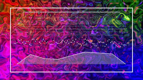 Animation-of-data-processing-and-diagram-over-colourful-fluid-background