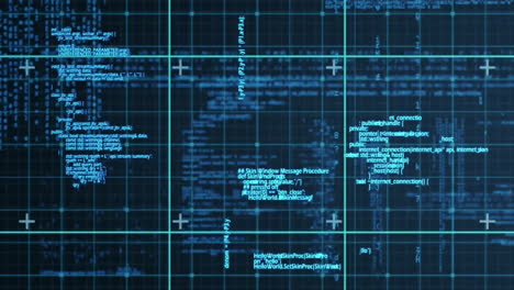 Animation-of-data-processing-and-circuit-board-connections-over-black-background