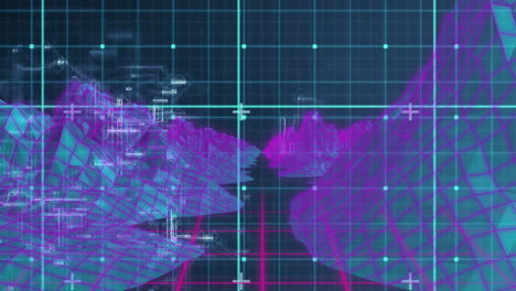 Animation-Der-Datenverarbeitung-über-Digitale-Berge-Auf-Schwarzem-Hintergrund