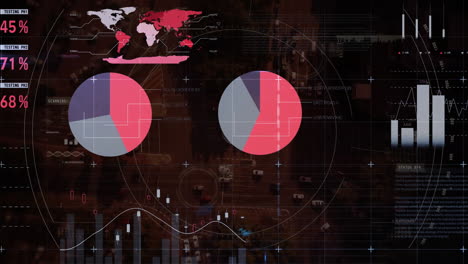 Animation-Der-Verarbeitung-Finanzieller-Daten-über-Raster-Und-Dunklem-Hintergrund