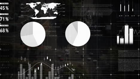 Animation-Der-Verarbeitung-Finanzieller-Daten-über-Raster-Und-Dunklem-Hintergrund