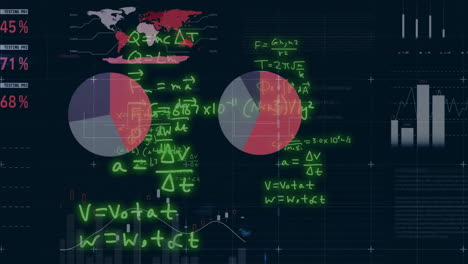 Animation-of-finacial-data-processing-with-mathematical-equation-on-black-background