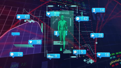 Animación-De-Notificaciones-De-Redes-Sociales-Sobre-Una-Figura-Caminando-En-La-Interfaz-Y-El-Procesamiento-De-Datos