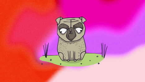 Animación-De-Un-Lindo-Perro-Marrón-Sobre-Fondo-Colorido