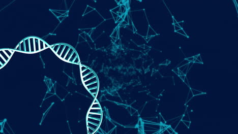 Animation-Von-Sich-Drehenden-DNA-Strängen-Mit-Leuchtenden-Lichtspuren-Auf-Dunklem-Hintergrund