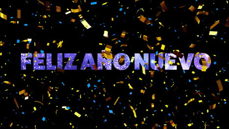 Animation-of-feliz-ano-nuevo-text-and-confetti-on-black-background