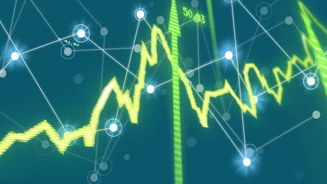 Animation-of-yellow-graph-with-upward-arrows-over-communication-network