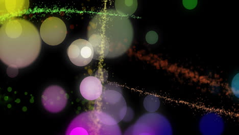 Animation-of-christmas-glowing-lights-with-spots-of-light-on-black-background