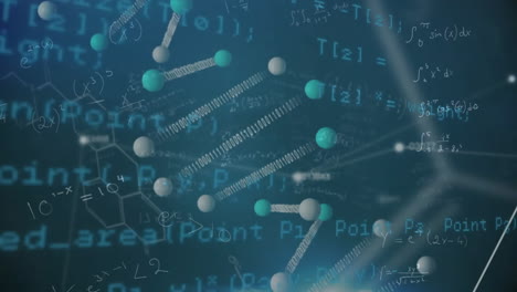 Animación-De-La-Cadena-De-ADN-Y-Procesamiento-De-Datos-Sobre-Fondo-Oscuro.