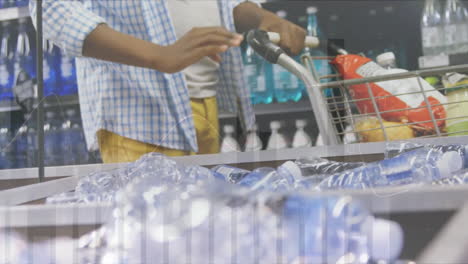 Animation-of-financial-data-processing-and-caucasian-man-shopping-in-grocery-store