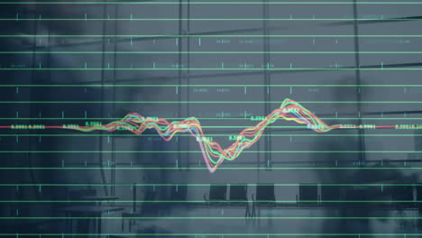 Animation-of-data-processing-and-diagram-over-people-walking