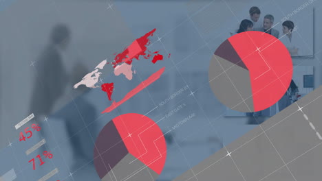 Animation-Der-Finanzdatenverarbeitung-über-Verschiedene-Geschäftsleute,-Die-Sich-Die-Hände-Schütteln