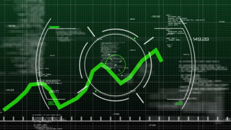 Animation-Der-Verarbeitung-Finanzieller-Daten-Und-Des-Umfangs-Auf-Dunklem-Hintergrund