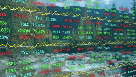 Animación-Del-Mercado-De-Valores-Y-Diagramas-Sobre-El-Paisaje.