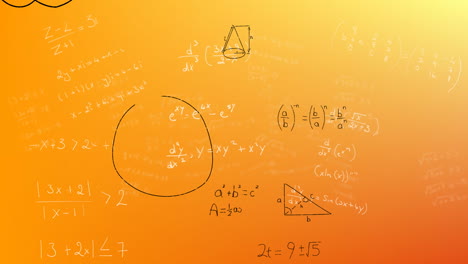 Animation-of-mathematical-equations-on-yellow-background