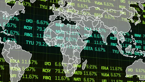 Animación-Del-Procesamiento-De-Datos-Financieros-Sobre-El-Mapa-Mundial