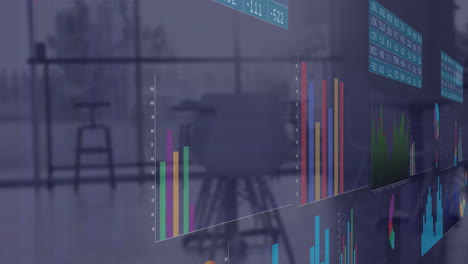 Animation-Von-Statistiken-Und-Der-Verarbeitung-Finanzieller-Daten-über-Tischen-Im-Café