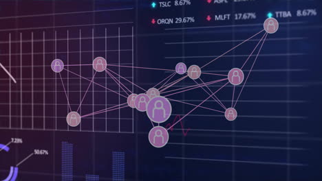 Animation-of-connections-with-icons-and-financial-data-processing-over-dark-background