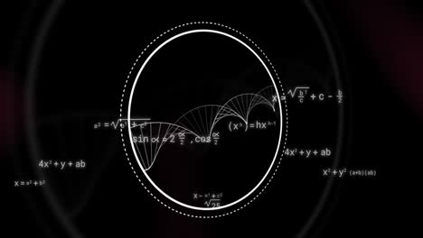 Animation-Des-DNA-Strangs-Und-Der-Datenverarbeitung-Auf-Schwarzem-Hintergrund