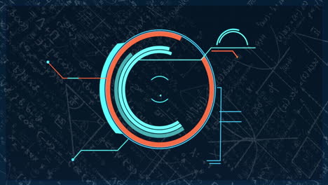 Animation-of-data-processing-over-mathematical-equations-on-black-background