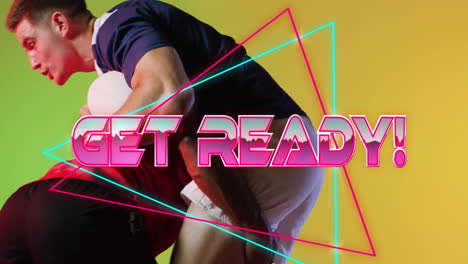 Animation-Des-„Get-Ready“-Textes-über-Neonmuster-Verschiedener-Rugbyspieler