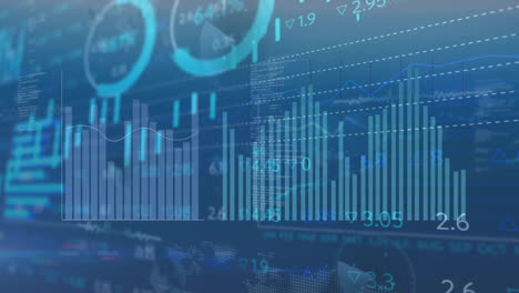 Animation-Von-Statistiken-Und-Datenverarbeitung-Auf-Dunklem-Hintergrund