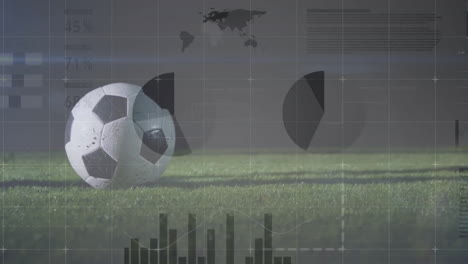 Animation-Der-Verarbeitung-Finanzieller-Daten-über-Den-Beinen-Eines-Männlichen-Fußballspielers-Mit-Ball