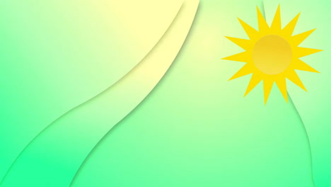 Animación-Del-Sol-Amarillo-Sobre-Fondo-Verde