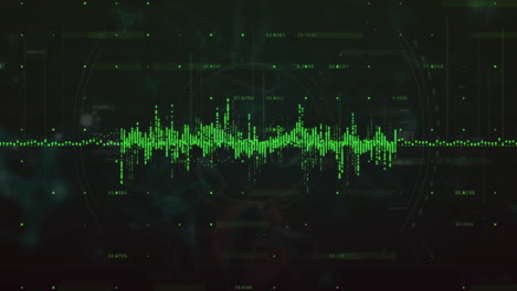 Animation-Des-Grünen-Datenstroms-Und-Der-Verarbeitungsdaten-Auf-Schwarzem-Hintergrund