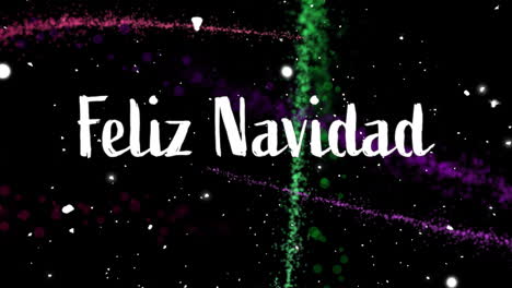 Animación-De-Texto-De-Feliz-Navidad-Y-Estelas-De-Luz-Sobre-Fondo-Negro