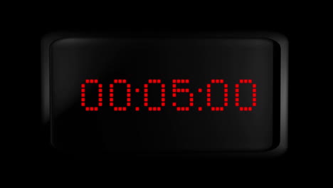 Animation-of-red-digital-timer-changing-on-black-background