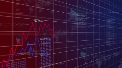 Animation-Von-Statistiken-Und-Datenverarbeitung-Auf-Dunklem-Hintergrund