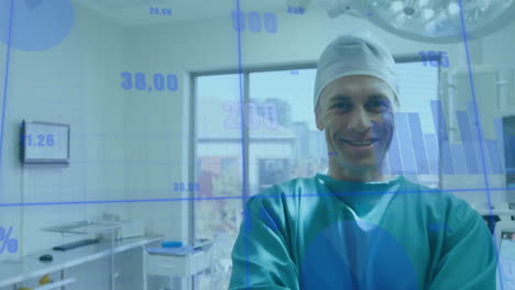 Animation-of-data-processing-over-caucasian-male-surgeon