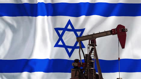 Animación-De-Plataforma-Petrolera-Sobre-Bandera-De-Israel.