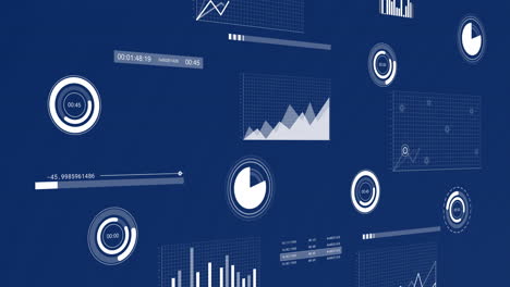 Animation-Von-Scannern-Und-Diagrammen-Zur-Datenverarbeitung-Auf-Dunkelblauem-Hintergrund